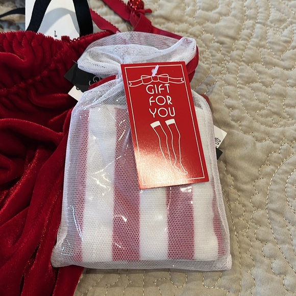 🆕 Seductive Wear by Cinema Etoile 3-PC Red Velour Christmas Red Babydoll Set L - Picture 13 of 14